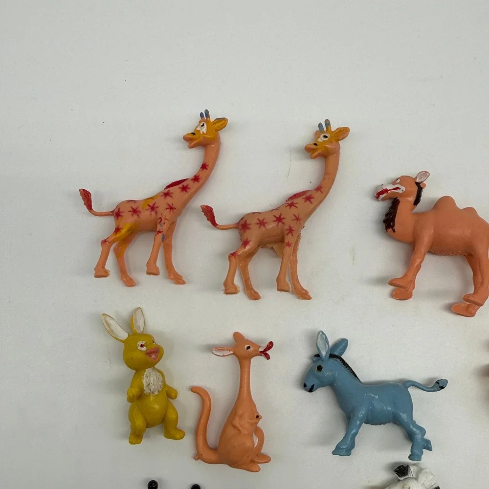 Vintage 1960s Miniature Plastic Animal Figures Lot 19pc Hong Kong Zoo Circus